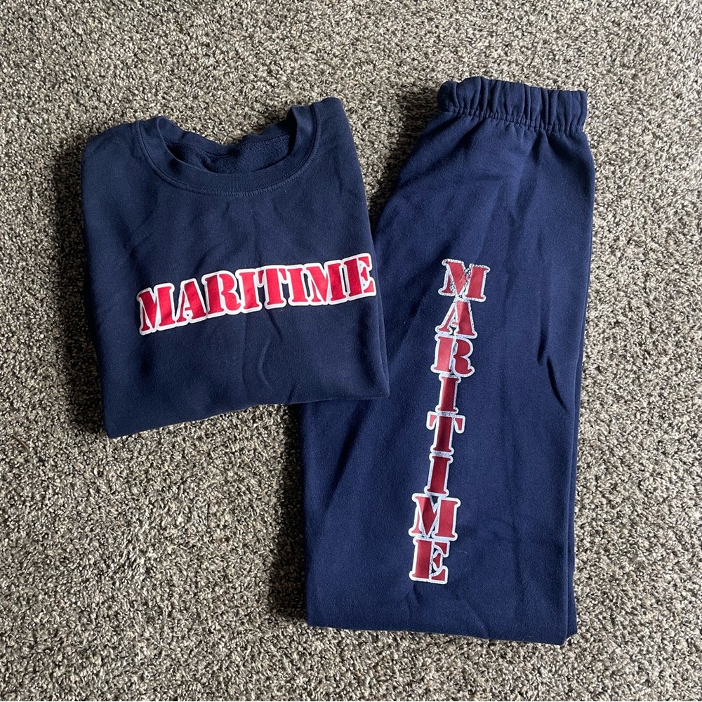 Vintage 90s Navy Maritime Military Sweatshirt & Pants Set Size Medium